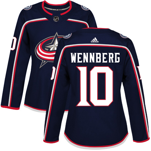 Adidas Blue Jackets #10 Alexander Wennberg Navy Blue Home Authentic Women's Stitched NHL Jersey